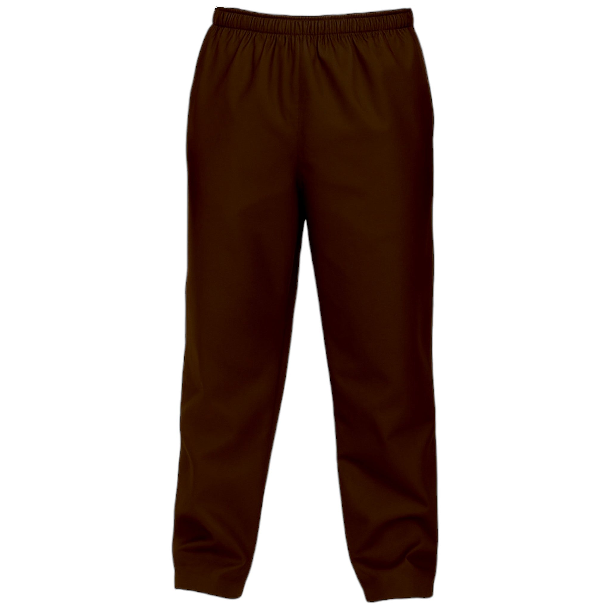 Men's waxed overtrousers in brown, by Nicky Adams Countrywear – waterproof wax cotton pants with elastic waist for outdoor and country wear